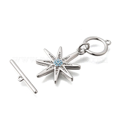Brass Pave Cubic Zirconia Toggle Clasps&nbsp;KK-N289-09P