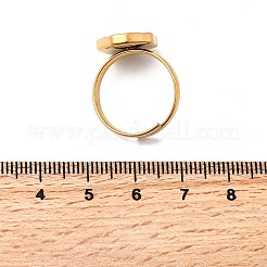 女性用シェル付き304ステンレススチール製指輪  イオンプレーティング（ip）  ゴールドカラー  混合図形  13x12.5mm  内径：17mm&nbsp;RJEW-A075-01G