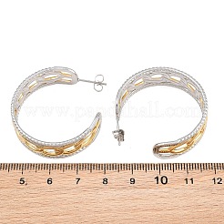 女性用304ステンレススチール製中空リンクチェーンスタッドピアス  ハーフフープピアス  イオンプレーティング（ip）  ゴールデン·ステンレス鋼色  34x11mm&nbsp;SA-CBA45D5-33GP