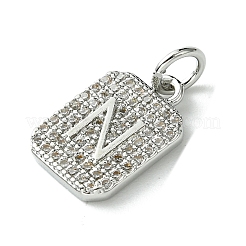 Rack Plating Brass Micro Pave Clear Cubic Zirconia Charms&nbsp;KK-G501-01N-P