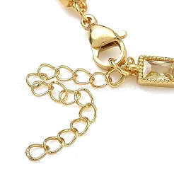 Rectangle Brass Pave Cubic Zirconia Link Chain Bracelets for Women&nbsp;BJEW-P385-05G-07
