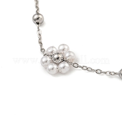 304ステンレススチールリンクチェーンブレスレット  女性用アクリルパール  ステンレス鋼色  7-7/8インチ（20cm）&nbsp;BJEW-S153-06P