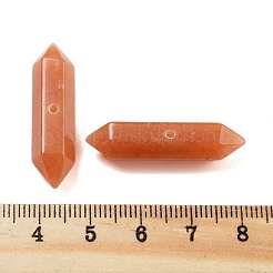 天然のレッドアベンチュリンの両端子の尖ったビーズ  ファセット弾丸  32.5x9x8mm  穴：1.6mm&nbsp;G-A231-01E