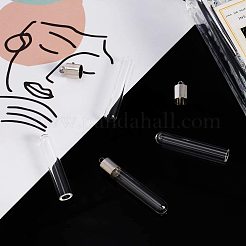 ガラスボトルペンダント  鉄製の蓋付き  プラチナ  34x6mm  穴：2mm  20個/箱&nbsp;GLAA-PH0007-48P