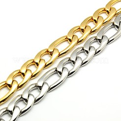 トレンディなメンズ 304 ステンレス フィガロ チェーン ブレスレット  カニカン付き  ミックスカラー  8-1/2インチ（215mm）  13mm&nbsp;STAS-A028-B019