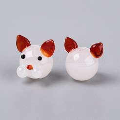 手作りランプワークビーズ  犬  ファイヤーブリック  16~18x16~22x15~17mm  穴：0.9~2mm&nbsp;LAMP-Q039-11C