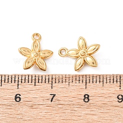 304ステンレススチールチャーム  ゴールドカラー  花  12.5x10.5x3.5mm  穴：1.2mm&nbsp;STAS-K303-08A-G