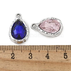 K5ガラスチャーム  合金パーツ  UVメッキ  ティアドロップ  プラチナ  18.5x12x5mm  穴：1.8mm&nbsp;PALLOY-P308-28P