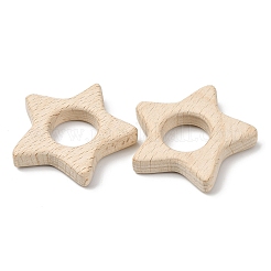 天然ブナ材の連結リング  マクラメ木製リング  スター  バリーウッド  51x54x10mm&nbsp;WOOD-I017-03