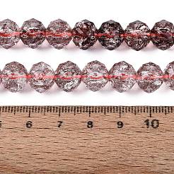 クラックル透明ガラスビーズ連売り  ラウンド  多面カット  ココナッツブラウン  9.5~10.5mm  穴：1.2~1.4mm  約41~42個/連  14.76~15.16インチ（37.5~38.5cm）&nbsp;GLAA-N063-10mm-15