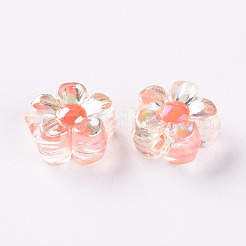 透明なアクリルビーズ  二層ビーズ  ABカラー  花  ミックスカラー  12x12.5x6mm  穴：2.5mm  約893個/500g&nbsp;TACR-S152-06B
