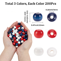 600Pcs 3 Colors Dyed Wood Beads&nbsp;WOOD-SC0002-43