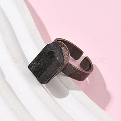 天然ブラックトルマリンリング  赤銅真鍮カフリング  調整可能; 5mm&nbsp;RJEW-B122-03R