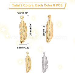 16Pcs 2 Colors 304 Stainless Steel Pendants&nbsp;STAS-UN0036-85