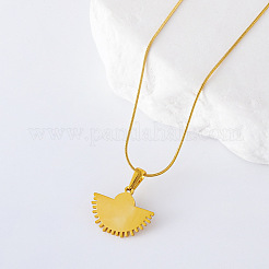 3Pcs Stainless Steel Pave Imitation Pearl Fan-Shaped Fashion Pendant Necklaces for Women&nbsp;CS4739