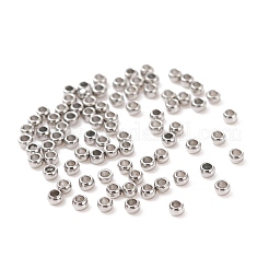 変色しない304ステンレススチールスペーサービーズ  ロンデル  ステンレス鋼色  1.5x1mm  穴：0.8~1mm&nbsp;STAS-R065-80-01