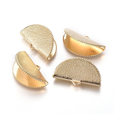 Brass Ribbon Crimp Ends&nbsp;KK-G380-02G-1