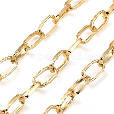 アルミアズキチェーン  溶接されていない  スプールで  ゴールドカラー  15x8x2mm  約65.62フィート（20m）/ロール&nbsp;CHA-C002-05G-1