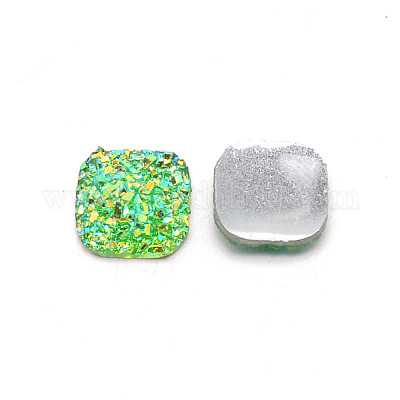 樹脂カボション  正方形  グリーン  9.5x9.5x3mm&nbsp;RESI-WH0026-02B-1