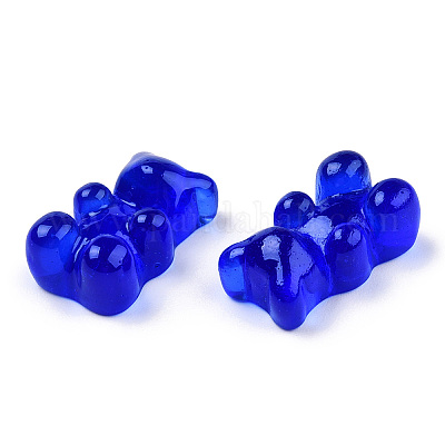 半透明の樹脂カボション  クマ  ブルー  18.5x11x7mm&nbsp;CRES-S303-22I-1