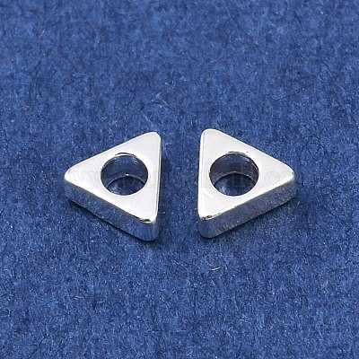 真鍮ビーズ  三角形  銀  3x3.5x1.3mm  穴：1.4mm&nbsp;KK-H250-02A-S-1