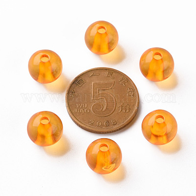 透明なアクリルビーズ  ラウンド  オレンジ  10x9mm  穴：2mm  約940個/500g&nbsp;MACR-S370-A10mm-724-1