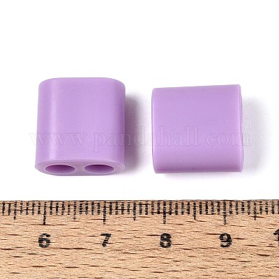 ABSプラスチックビーズ  正方形  2穴  5~6mmコードに適合  プラム  15x15x8.5mm  穴：4.8mm&nbsp;OACR-N156-07F-1