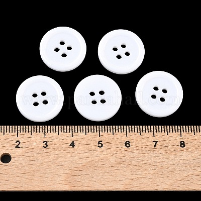 樹脂ボタン  染め  フラットラウンド  ホワイト  18x3mm  穴：2mm  395個/袋&nbsp;RESI-D030-18mm-01-1
