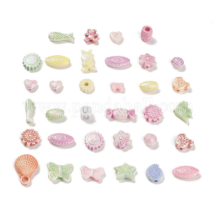プラスチックビーズ  クラフトビーズ  混合形状  混合図形  5.5~18x7.5~15x3.5~7mm  穴：1.4~3mm  147個/ 50g&nbsp;X1-KY-B004-09-1