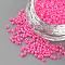 Baking Paint Glass Bugle Beads, Matte Style, Deep Pink, 1~2x1.5~2mm, Hole: 0.5mm, about 100g/bag, about 5000pcs/bag