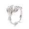 Hug Ring, Brass Double Hands Open Cuff Ring for Women, Cadmium Free & Lead Free, Platinum, US Size 6 1/2(16.9mm)
