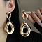 Iron Dangle Stud Earrings, Golden, Nuggets, 101x42mm
