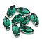 Sew on Rhinestone, Multi-strand Links, Glass Rhinestone, with Platinum Tone Brass Prong Settings, Garments Accessories, Faceted, Horse Eye, Sea Green, 10x5x4mm, Hole: 0.8~1mm