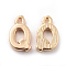 Brass Charms, Letter, Real 18K Gold Plated, Letter.Q, 8.5x5x1.5mm, Hole: 0.8mm