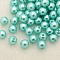 Imitation Pearl Acrylic Beads, Dyed, Round, Aquamarine, 8x7.5mm, Hole: 2mm, about 1900pcs/pound