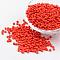8/0 3mm Baking Paint Glass Seed Beads Loose Spacer Beads, Orange Red, 3mm, Hole: 1mm, about 962pcs/50g