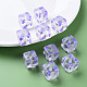 透明印刷アクリルビーズ  フルーツ模様の四角  ぶどう柄  16x16x16mm  穴：3mm&nbsp;MACR-S374-08A-04-6