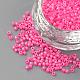 ベーキングペイントガラスラッパビーズ  マットなスタイル  濃いピンク  1~2x1.5~2mm  穴：0.5mm  約100 G /袋  約5000個/袋&nbsp;SEED-R042-10-1