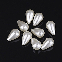 ABSプラスチックパール調ビーズ  ティアドロップ  乳白色  16x10mm  穴：1mm&nbsp;X-MACR-G003-1