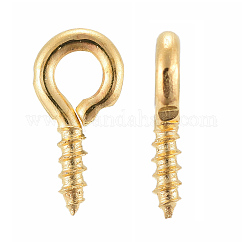 Iron Screw Eye Pin Peg Bails, For Half Drilled Beads, Golden, 8x4x1mm, Hole: 2mm