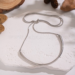 Adjustable 304 Stainless Steel Curved Shape Round Snake Chain Slider Choker Necklaces for Women, Stainless Steel Color, Inner Diameter: 4.53 inch(11.5cm)