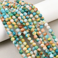 翡翠ビーズ連売り  天然な白翡翠  染め  ラウンド  カラフル  6mm  穴：1mm  約69個/連  15.7インチ&nbsp;G-D264-6mm-XH14