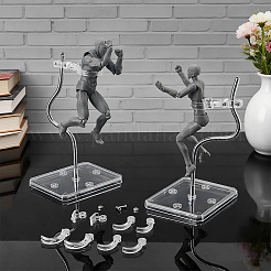 調整可能なプラスチックスタンドベースアクションフィギュアディスプレイホルダー  人形型玩具サポートスタンド用品用  長方形  透明  9.3x7.3x18cm&nbsp;ODIS-WH0030-316A