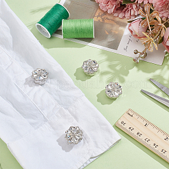 合金ラインストーンカフスボタン4個  アパレルアクセサリのカフスボタンパーツ  花  プラチナ  20x18x10mm  穴：9x5.5mm&nbsp;FIND-NB0006-08P