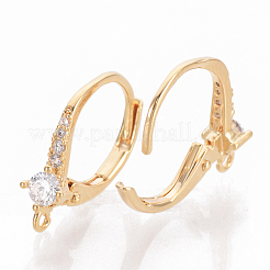 Brass Cubic Zirconia Leverback Earring Findings&nbsp;KK-S340-41G