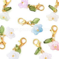 8色の花のアクリルペンダントデコレーション8個  合金製カニカン付き  ミックスカラー  27mm  1pc /カラー&nbsp;HJEW-FS00034-04