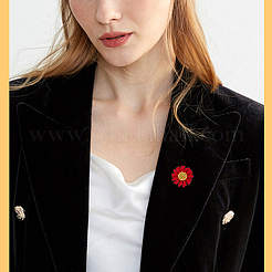 6Pcs 6 Color 3D Daisy Enamel Pins&nbsp;JEWB-WH0029-28G