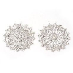 真鍮製フィリグリージョイントパーツ透かしコネクター  ラックめっき  花  プラチナ  34~34.5x1mm  穴：0.7mm&nbsp;X-KK-F772-09P