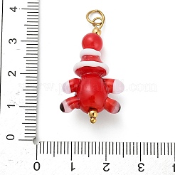 クリスマス手作りランプワークペンダント  304ステンレス鋼  サンタクロース  34x19x12.5mm  穴：4.5mm&nbsp;STAS-C147-03A