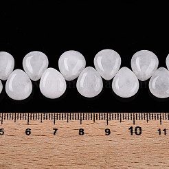 天然石ホワイトジェイドビーズ連売り  ティアドロップ  トップ掘削  12~12.5x10~11x5~5.5mm  穴：1~1.2mm  約33個/連  8.86~10.2''（22.5~25.5センチメートル）&nbsp;G-T138-115